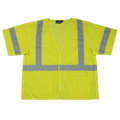 S620 ANSI Class 3 Hi Viz Lime Mesh Break-Away Vest w/ Hook & Loop (Large)